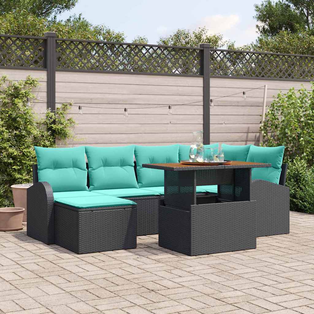 Trädgårdsoffset Med Lagring 7 Pcs Svart Poly Rattan