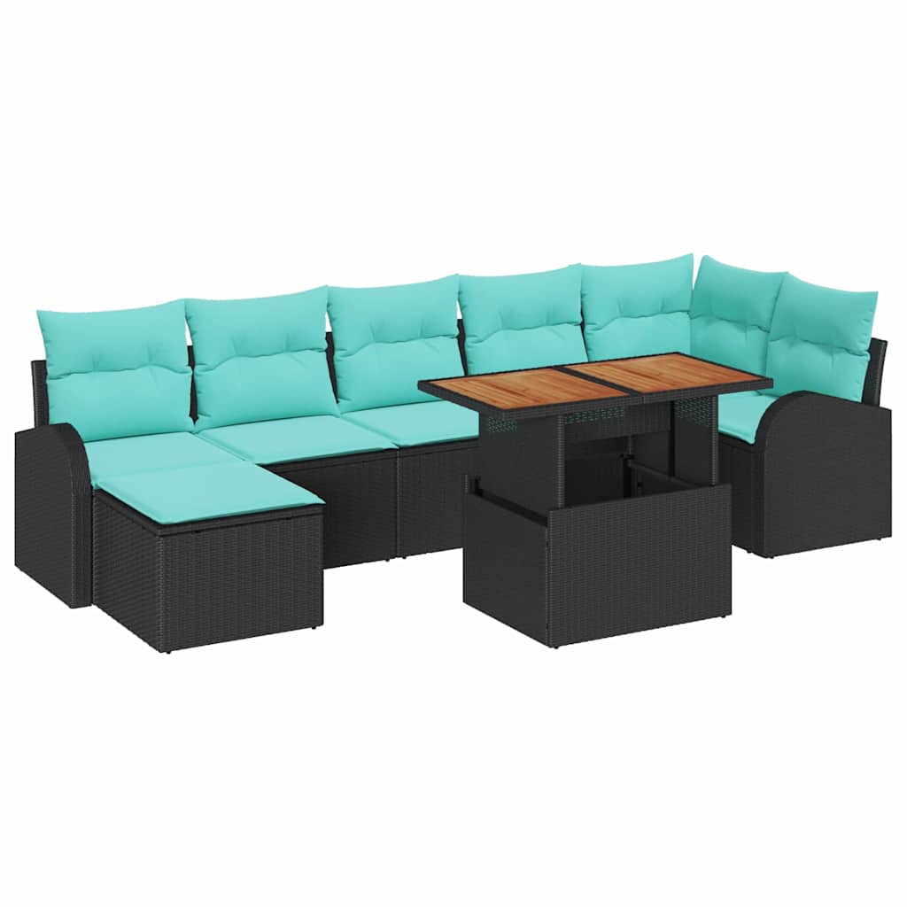 Trädgårdsoffset 8 Pcs Svart Poly Rattan