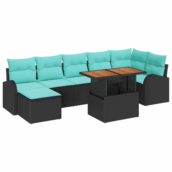 Trädgårdsoffset 8 Pcs Svart Poly Rattan
