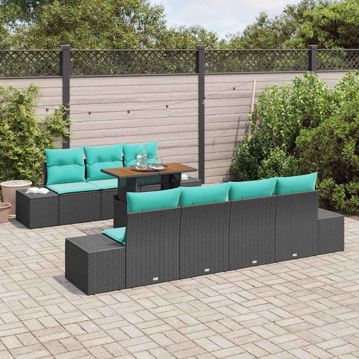Trädgårdsoffset 8 St Svart Poly Rattan