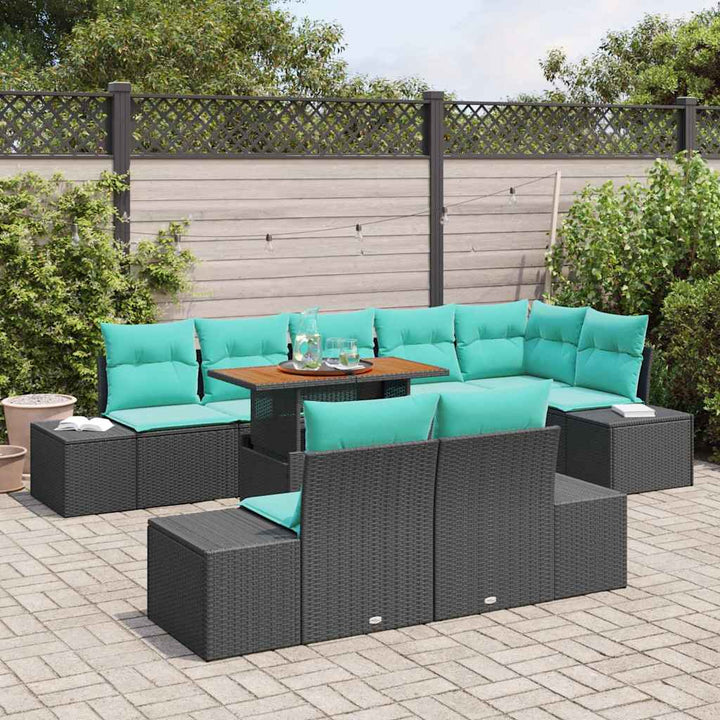 Trädgårdsoffset 9 St Svart Poly Rattan