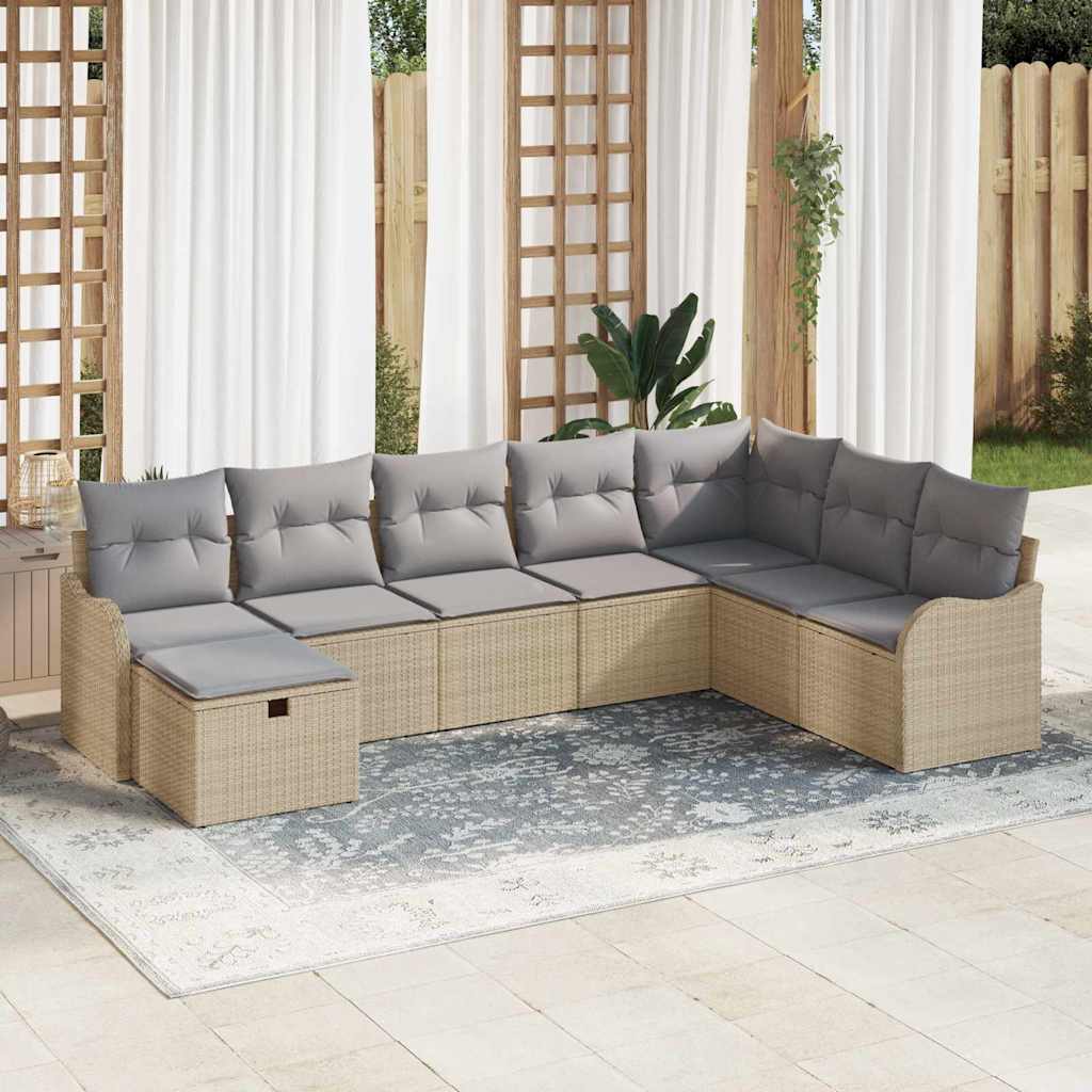Soffset 9 St 8-Antal Sittplatser Svart Och Kräm Konstrotting