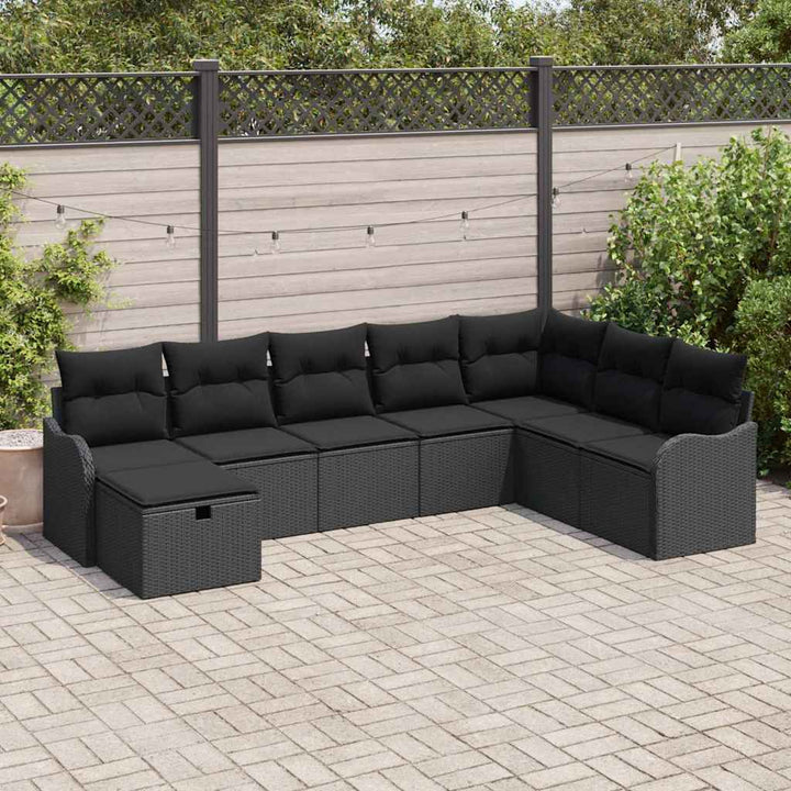 Soffset 9 St 8-Antal Sittplatser Svart Och Kräm Konstrotting