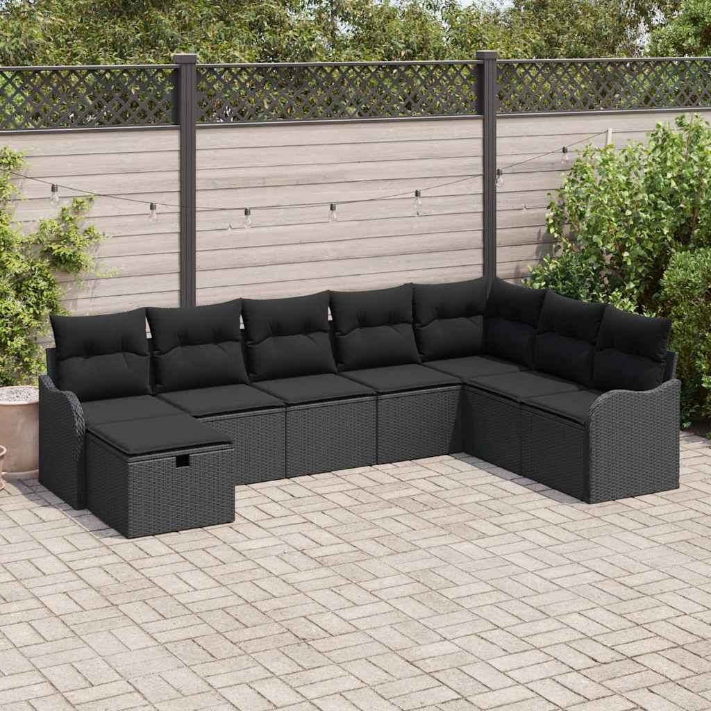 Soffset 9 St 8-Antal Sittplatser Svart Och Kräm Konstrotting