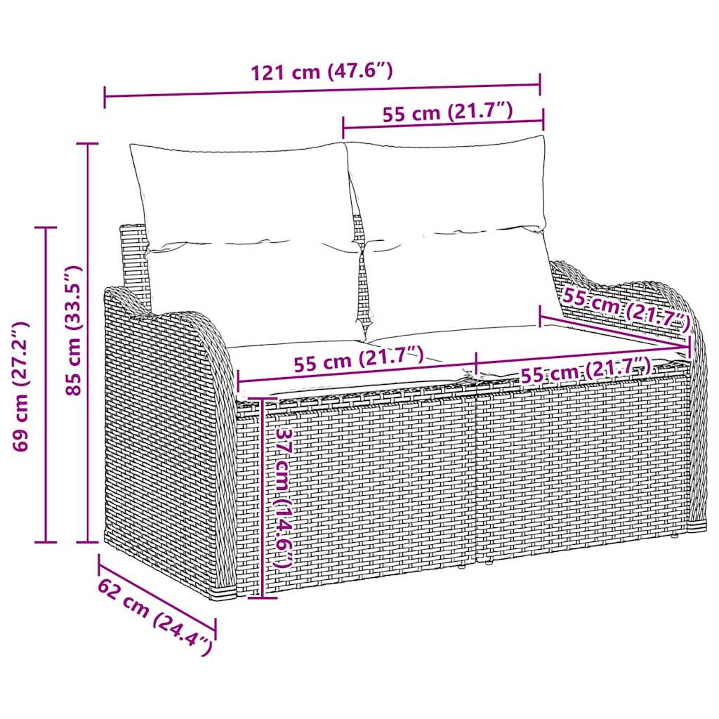 Soffset 9 St 8-Antal Sittplatser Svart Och Kräm Konstrotting