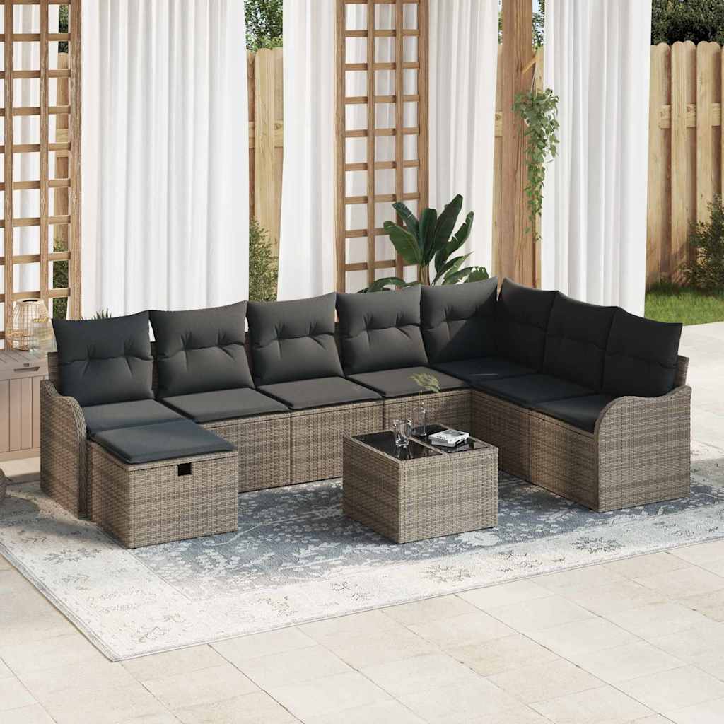 Soffset 9 St 8-Antal Sittplatser Svart Och Kräm Konstrotting