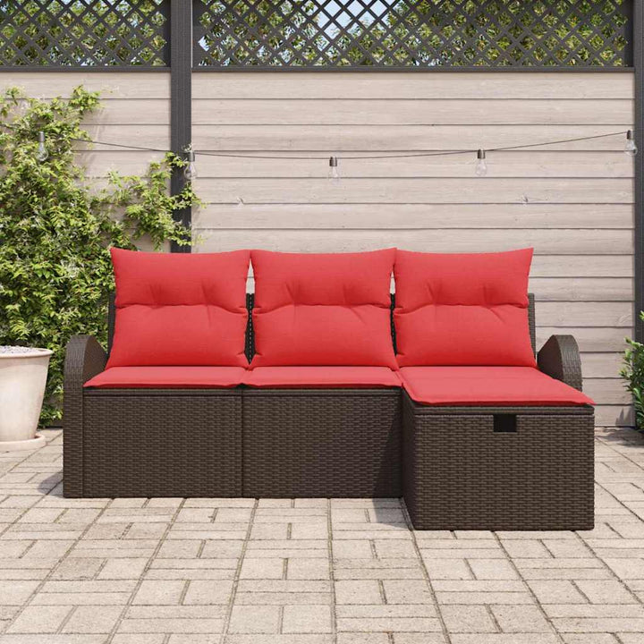 Soffset 4 St 4-Antal Sittplatser Brun Och Röd Konstrotting
