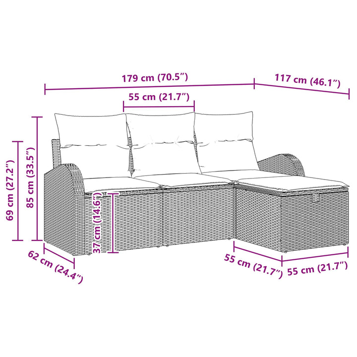 Soffset 4 St 4-Antal Sittplatser Brun Och Röd Konstrotting