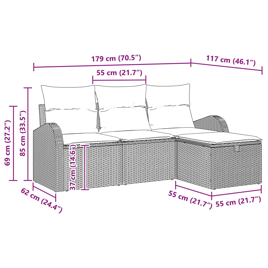 Soffset 4 St 4-Antal Sittplatser Brun Och Röd Konstrotting
