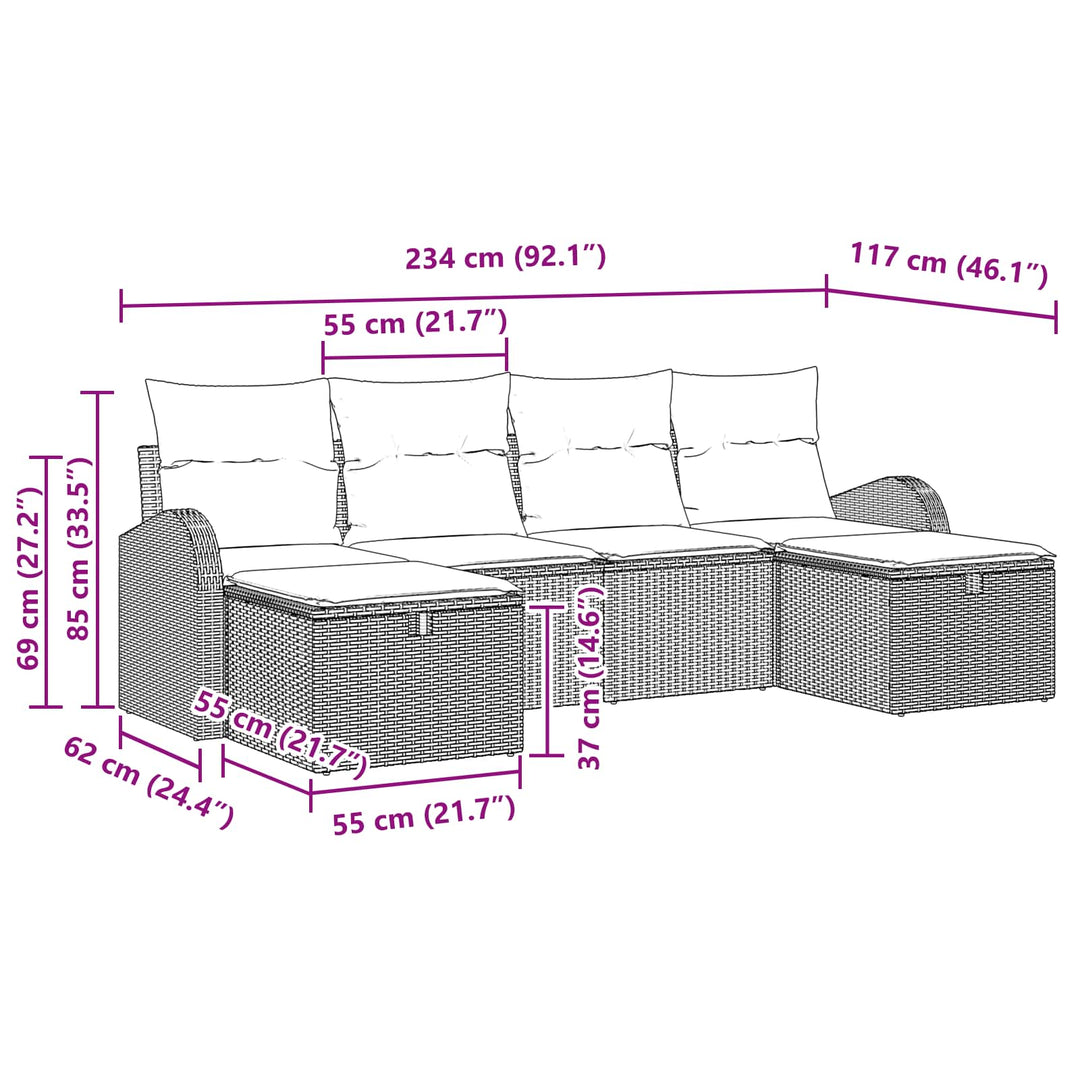 Soffset 6 St 6-Antal Sittplatser Brun Och Röd Konstrotting