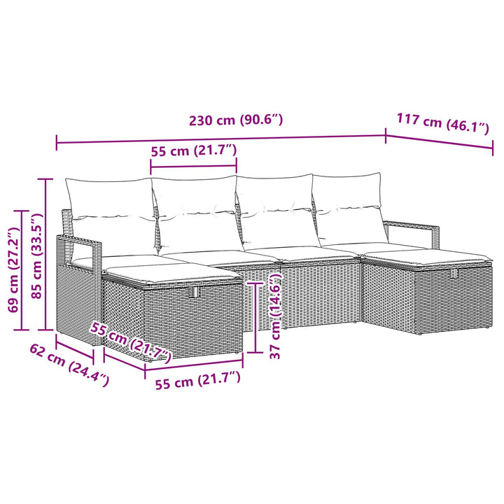 Soffset Med Kudde 5 Pcs Konstrotting