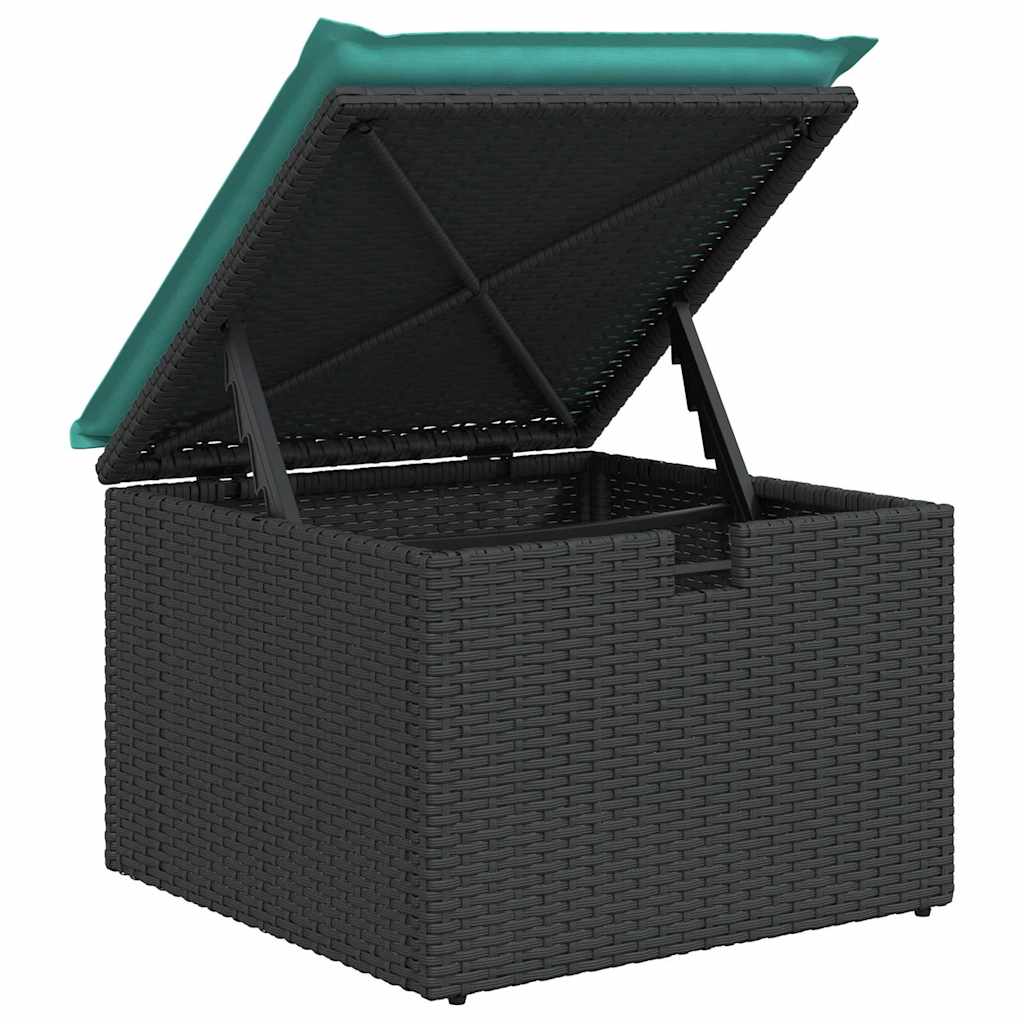 Trädgårdsoffset Med Kudde Med Lagring 6 Pcs Svart Poly Rattan
