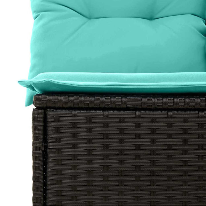 Trädgårdsoffset Med Kudde Med Lagring 7 Pcs Svart Poly Rattan