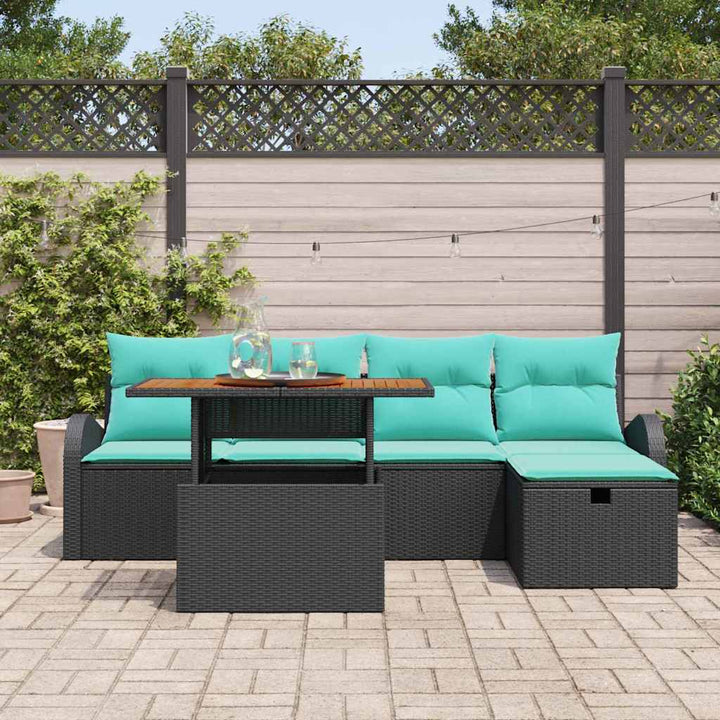 Trädgårdsoffset 6 Pcs Svart Konstrotting