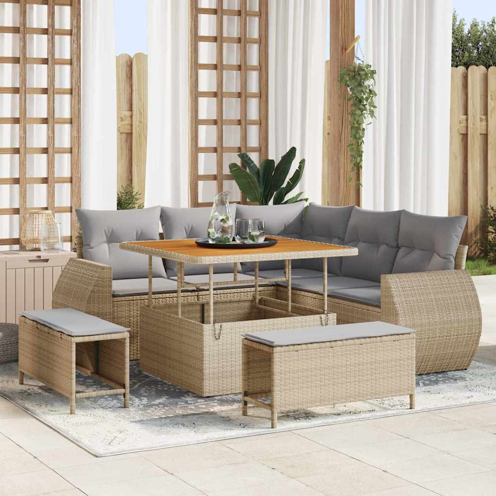 Trädgårdsoffset 8 Pcs Beige Konstrotting