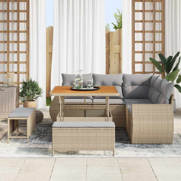 Trädgårdsoffset 8 Pcs Beige Konstrotting