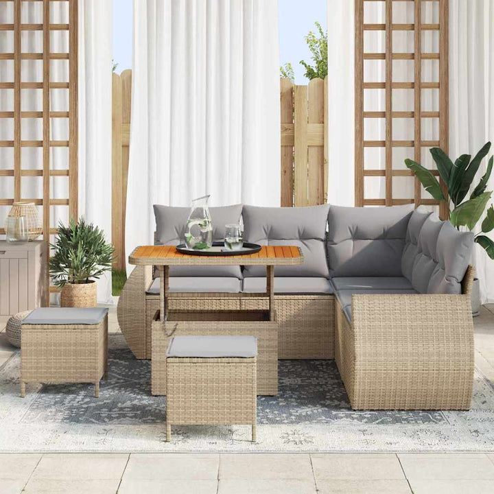 Trädgårdsoffset 8 Pcs Beige Konstrotting