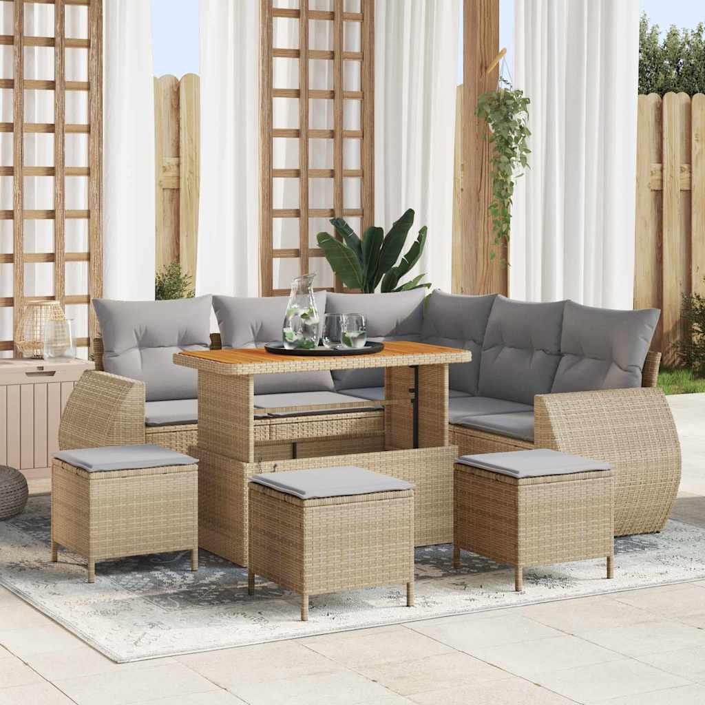 Trädgårdsoffset 9 Pcs Beige Konstrotting