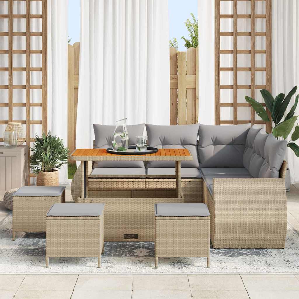 Trädgårdsoffset 9 Pcs Beige Konstrotting