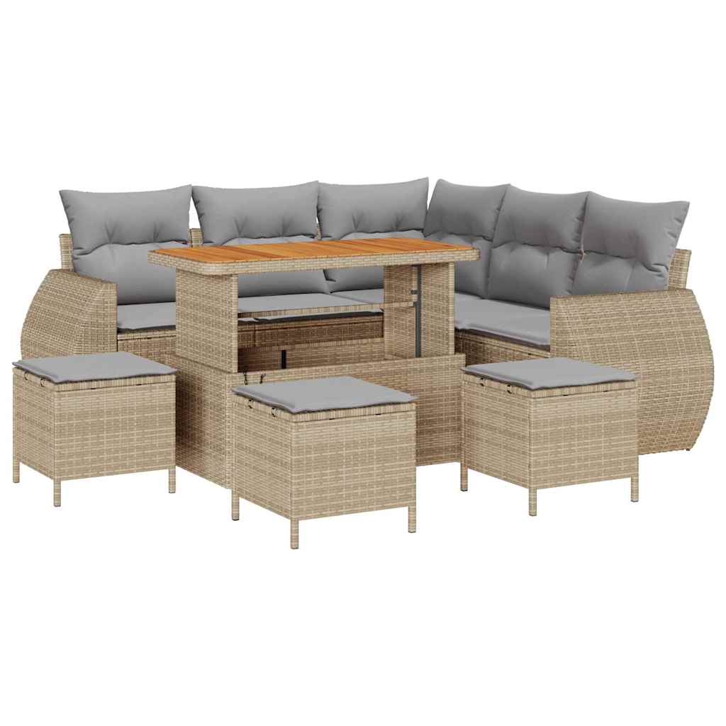 Trädgårdsoffset 9 Pcs Beige Konstrotting