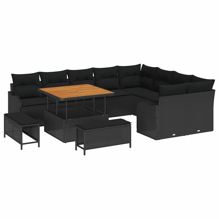Trädgårdsoffset Med Kudde 12 Pcs Svart Konstrotting