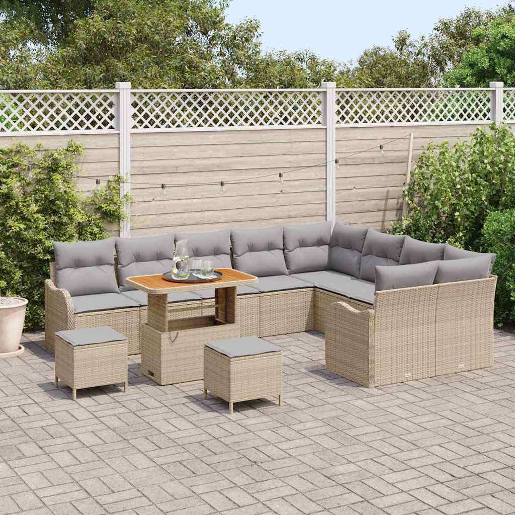 Trädgårdsoffset Med Kudde 12 Pcs Beige Konstrotting