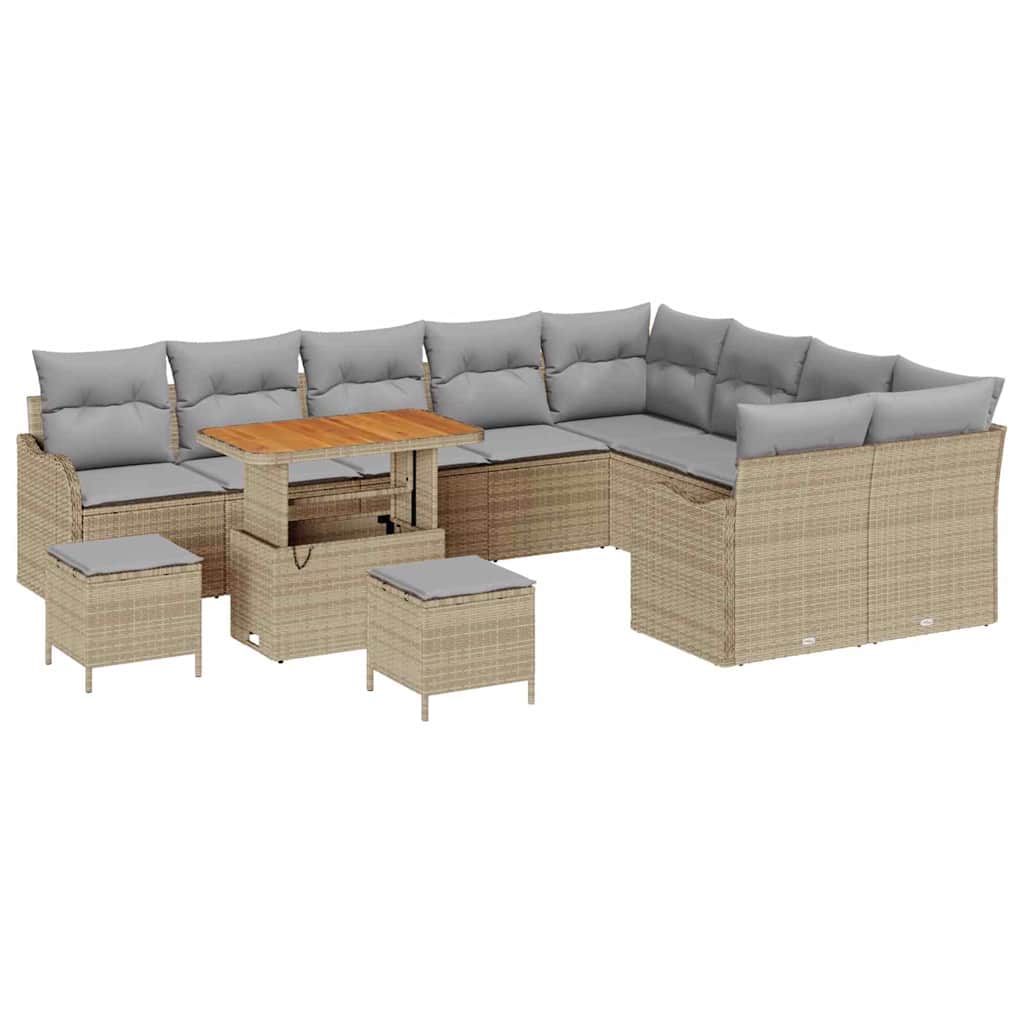 Trädgårdsoffset Med Kudde 12 Pcs Beige Konstrotting
