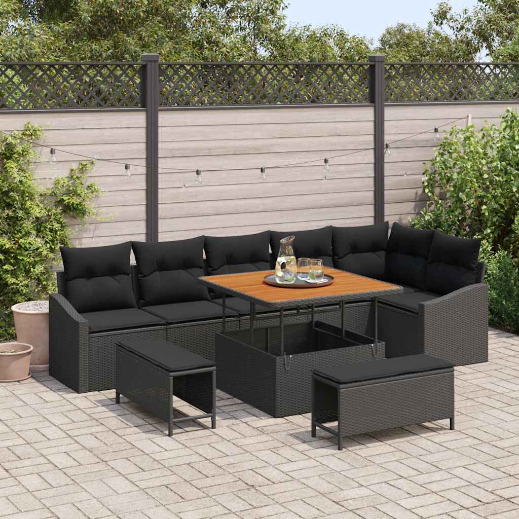 Trädgårdsoffset 9 St 7-Antal Sittplatser Poly Rattan