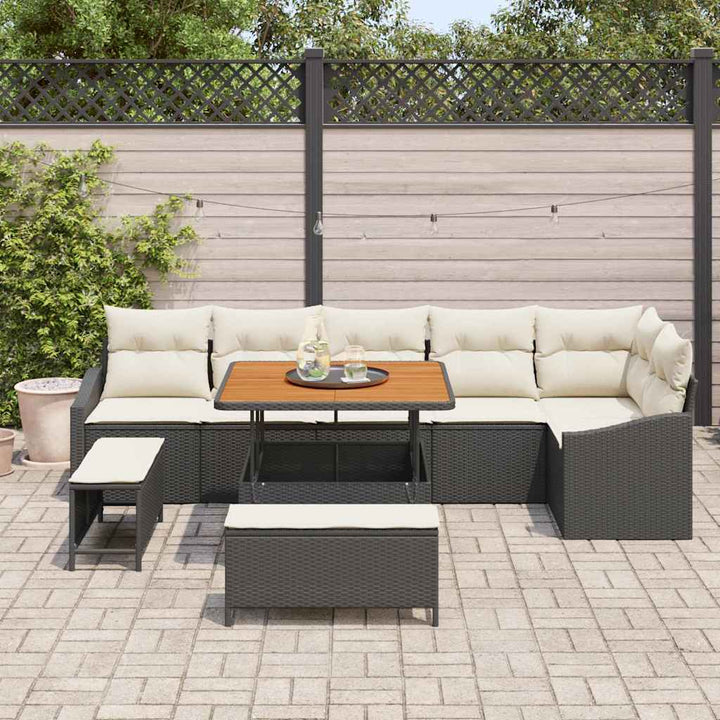 Trädgårdsoffset 9 St 7-Antal Sittplatser Poly Rattan