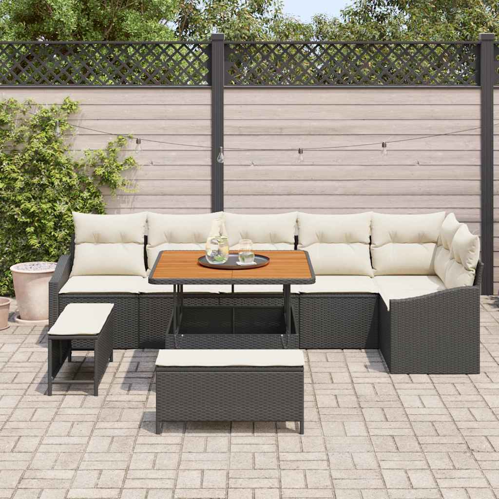 Trädgårdsoffset 9 St 7-Antal Sittplatser Poly Rattan