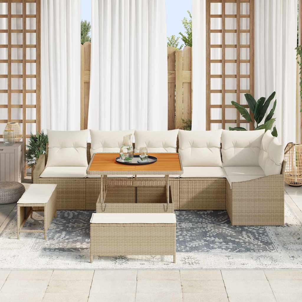 Trädgårdsoffset 9 St 7-Antal Sittplatser Poly Rattan