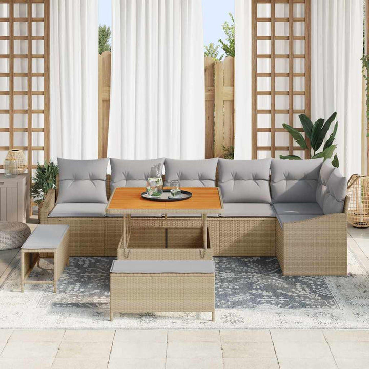 Trädgårdsoffset 9 St 7-Antal Sittplatser Poly Rattan