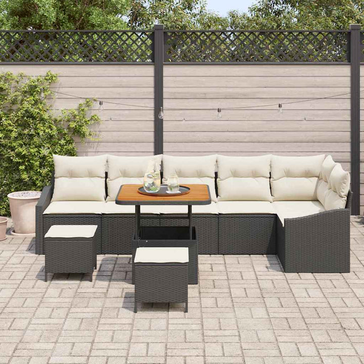 Trädgårdsoffset 9 St 7-Antal Sittplatser Poly Rattan