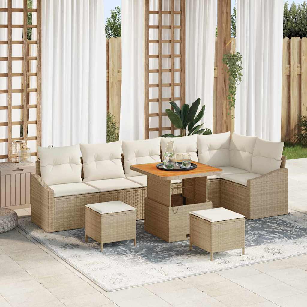 Trädgårdsoffset 9 St 7-Antal Sittplatser Poly Rattan
