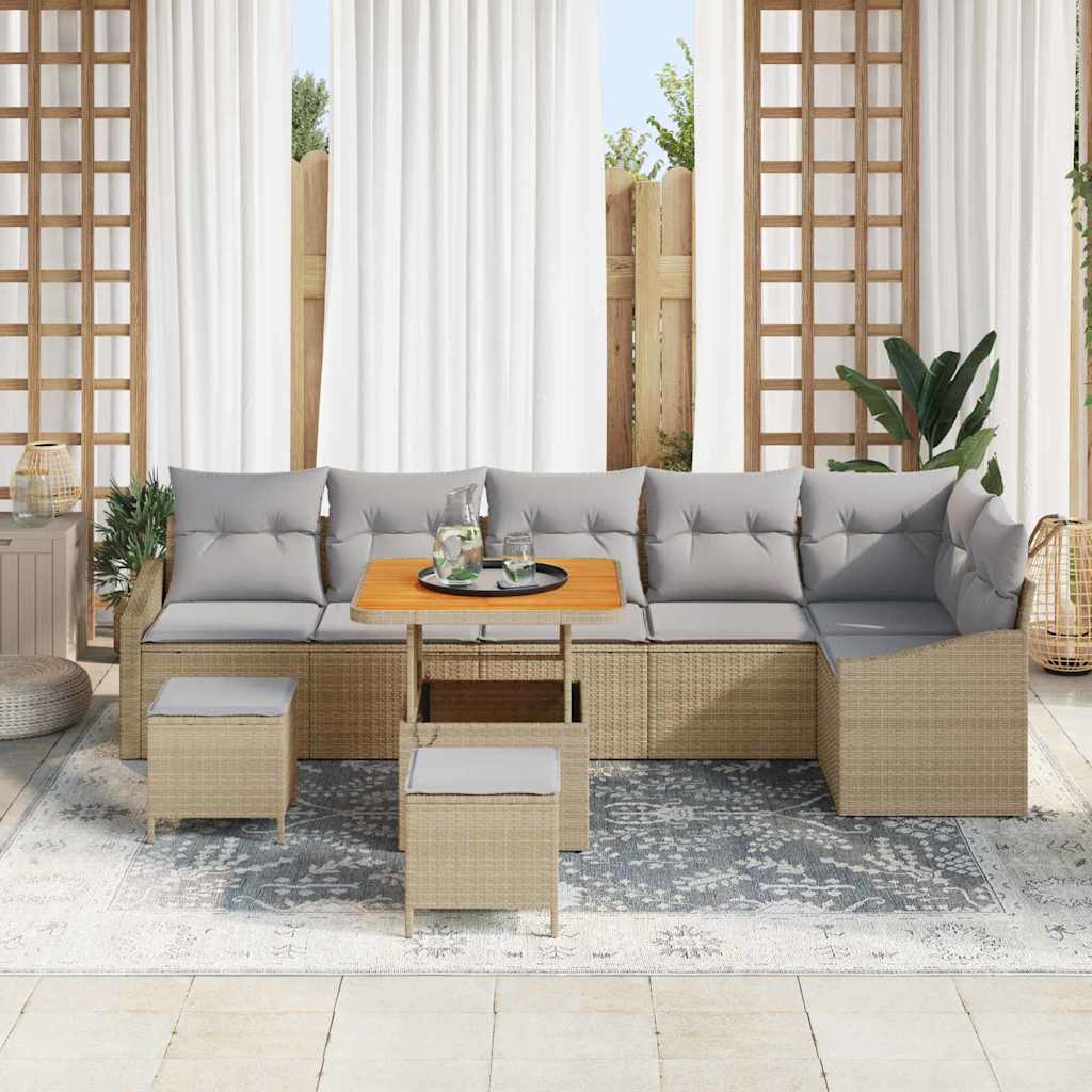 Trädgårdsoffset 9 St 7-Antal Sittplatser Poly Rattan