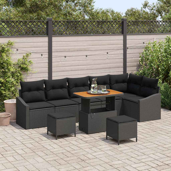 Trädgårdsoffset 9 St 7-Antal Sittplatser Poly Rattan