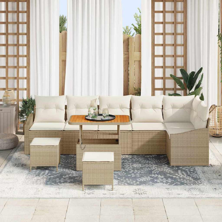 Trädgårdsoffset 9 St 7-Antal Sittplatser Poly Rattan