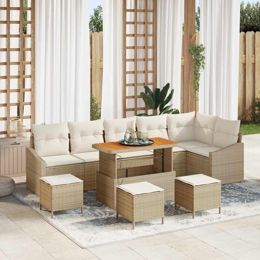 Trädgårdsoffset 9 St 7-Antal Sittplatser Poly Rattan