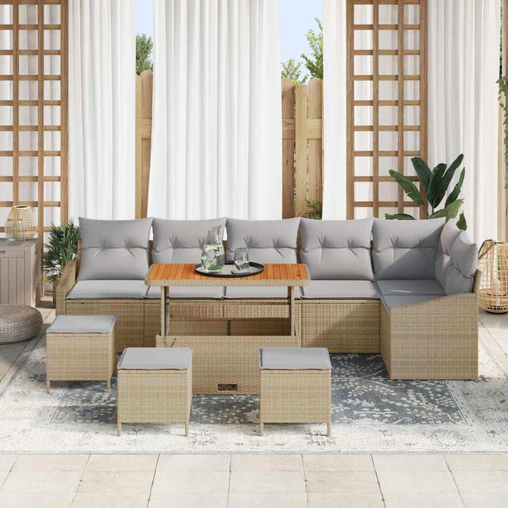 Trädgårdsoffset 9 St 7-Antal Sittplatser Poly Rattan