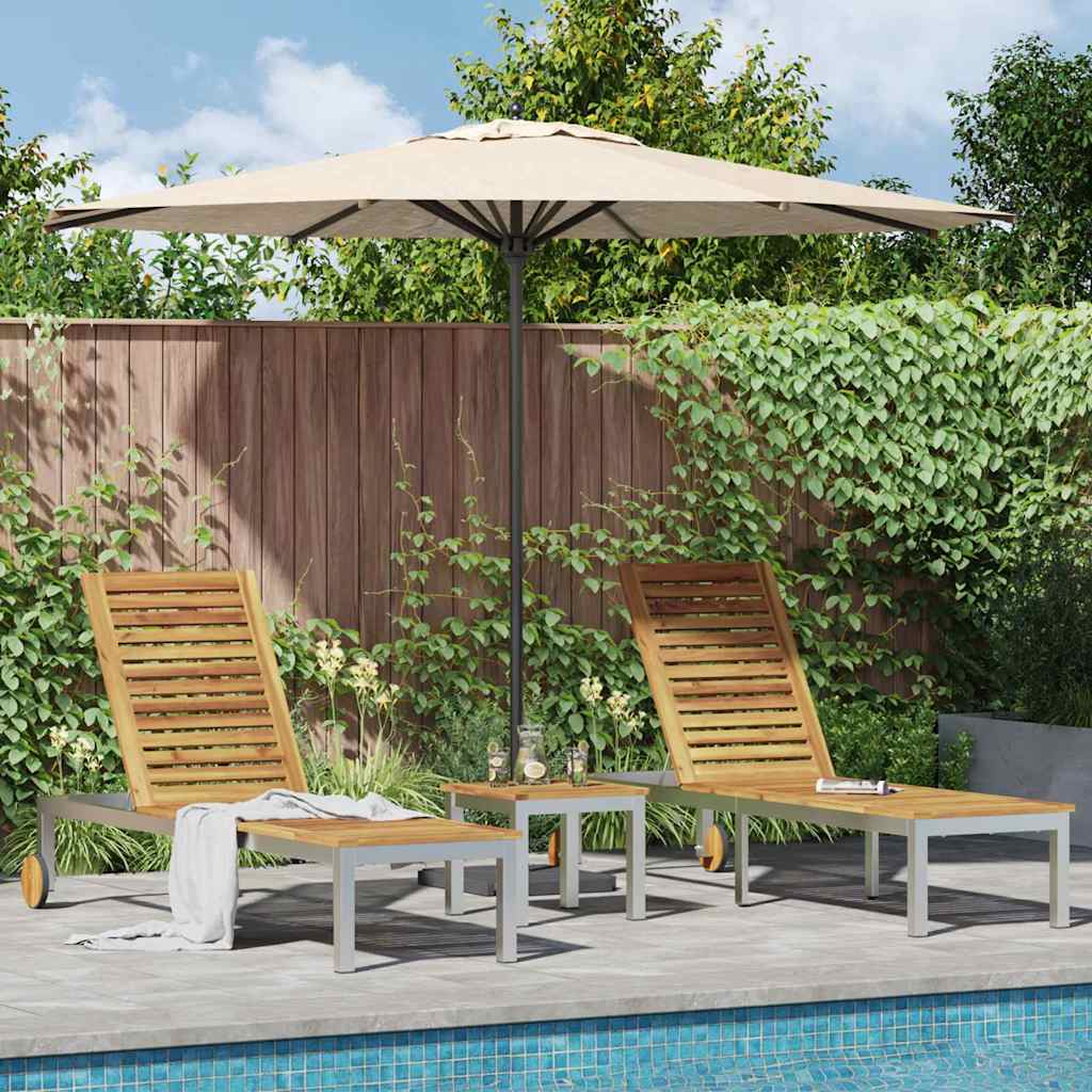 Lounger 2-Person 3 Pcs Brun Massivt Akaciaträ