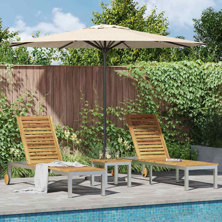 Lounger 2-Person 3 Pcs Brun Massivt Akaciaträ