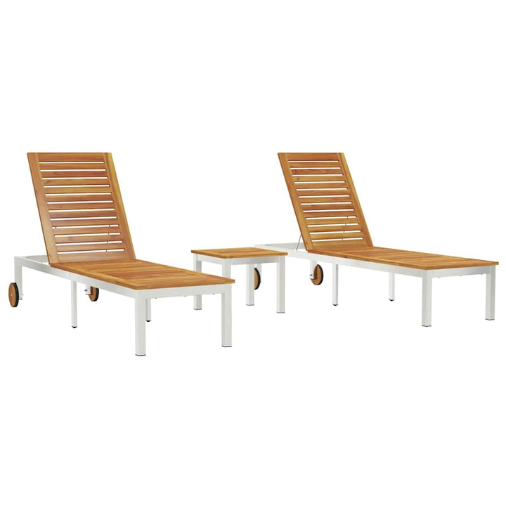 Lounger 2-Person 3 Pcs Brun Massivt Akaciaträ