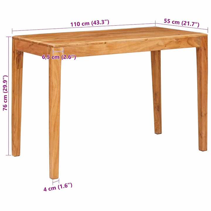 Matbord 110 X 55 X 76 Cm Massivt Akaciaträ Brun Rektangulär