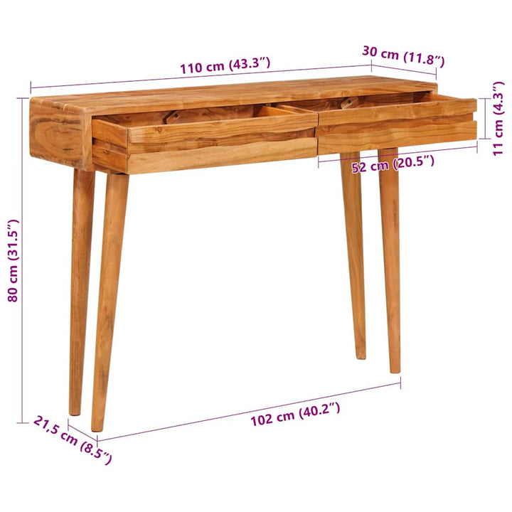 Konsolbord Med Låda Brun 110 X 30 X 80 Cm Massivt Akaciaträ