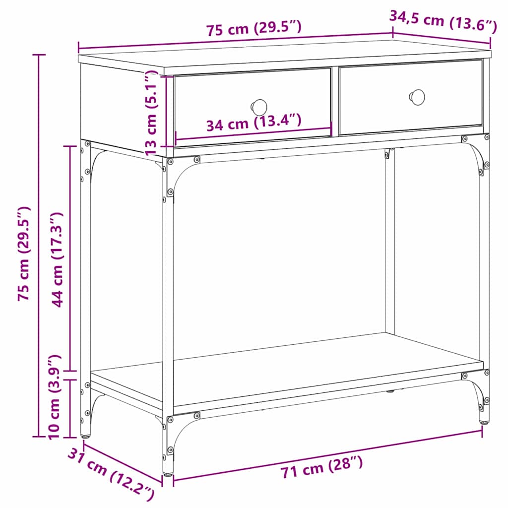 Konsolbord Artisan Ek 75 X 34,5 X 75 Cm Konstruerat Trä