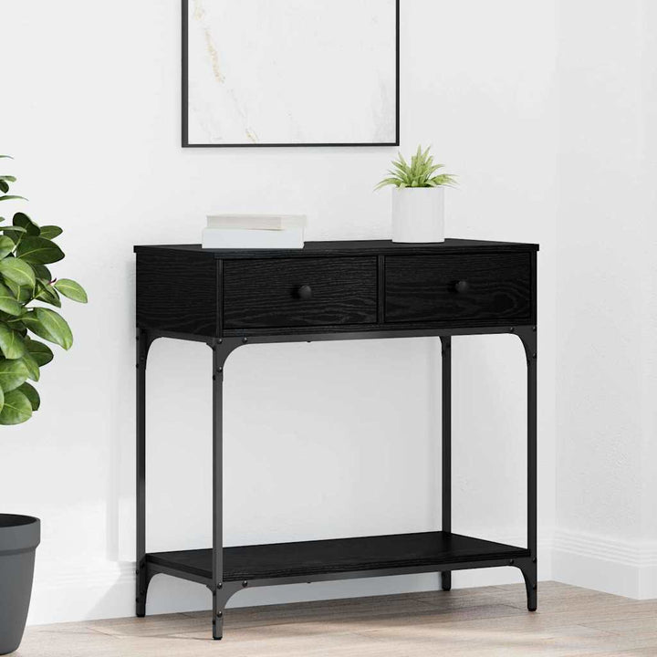 Konsolbord Med Låda Svart Ek 75 X 34,5 X 75 Cm Konstruerat Trä