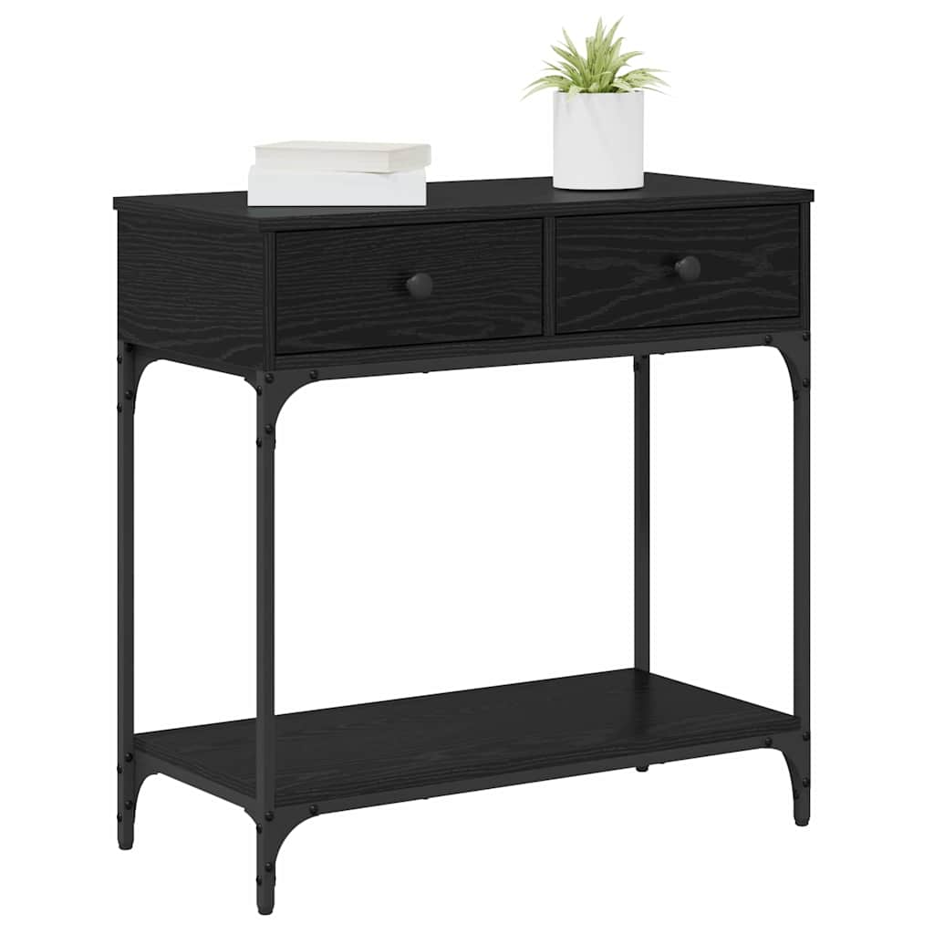 Konsolbord Med Låda Svart Ek 75 X 34,5 X 75 Cm Konstruerat Trä