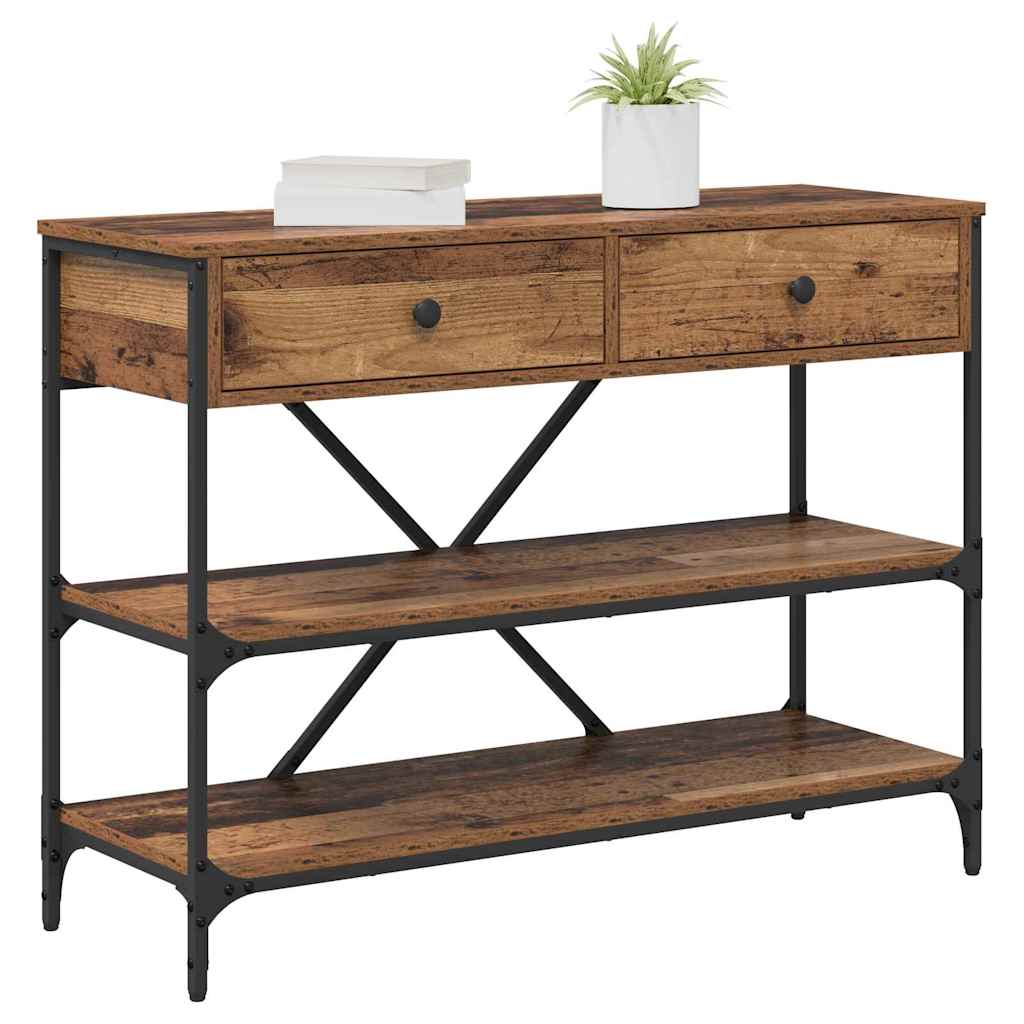 Konsolbord Med Låda Med Hylla Brun 100 X 34,5 X 75 Cm Trä