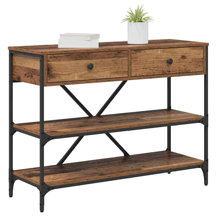 Konsolbord Med Låda Med Hylla Brun 100 X 34,5 X 75 Cm Trä
