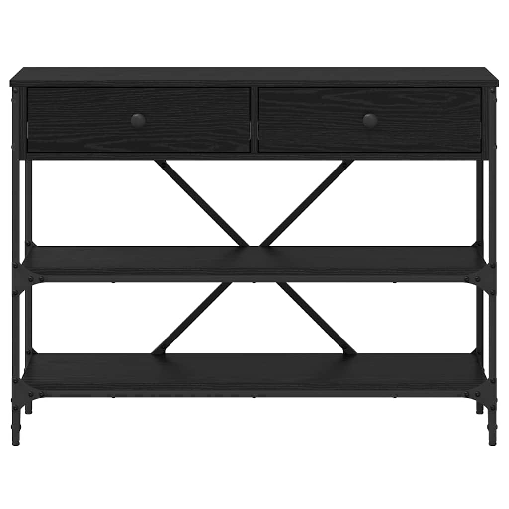 Konsolbord Med Låda Med Hylla Svart Ek 100 X 34,5 X 75 Cm Trä